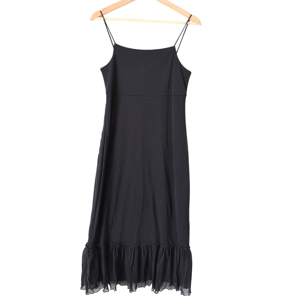 Vintage Y2K The Limited Black Spaghetti Strap Midi Dress Ruffle Hem M Whimsigoth